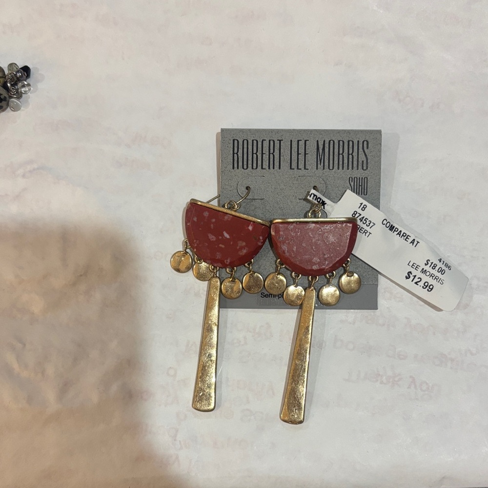 Robert Lee Morris Red and Gold Statement Earrings